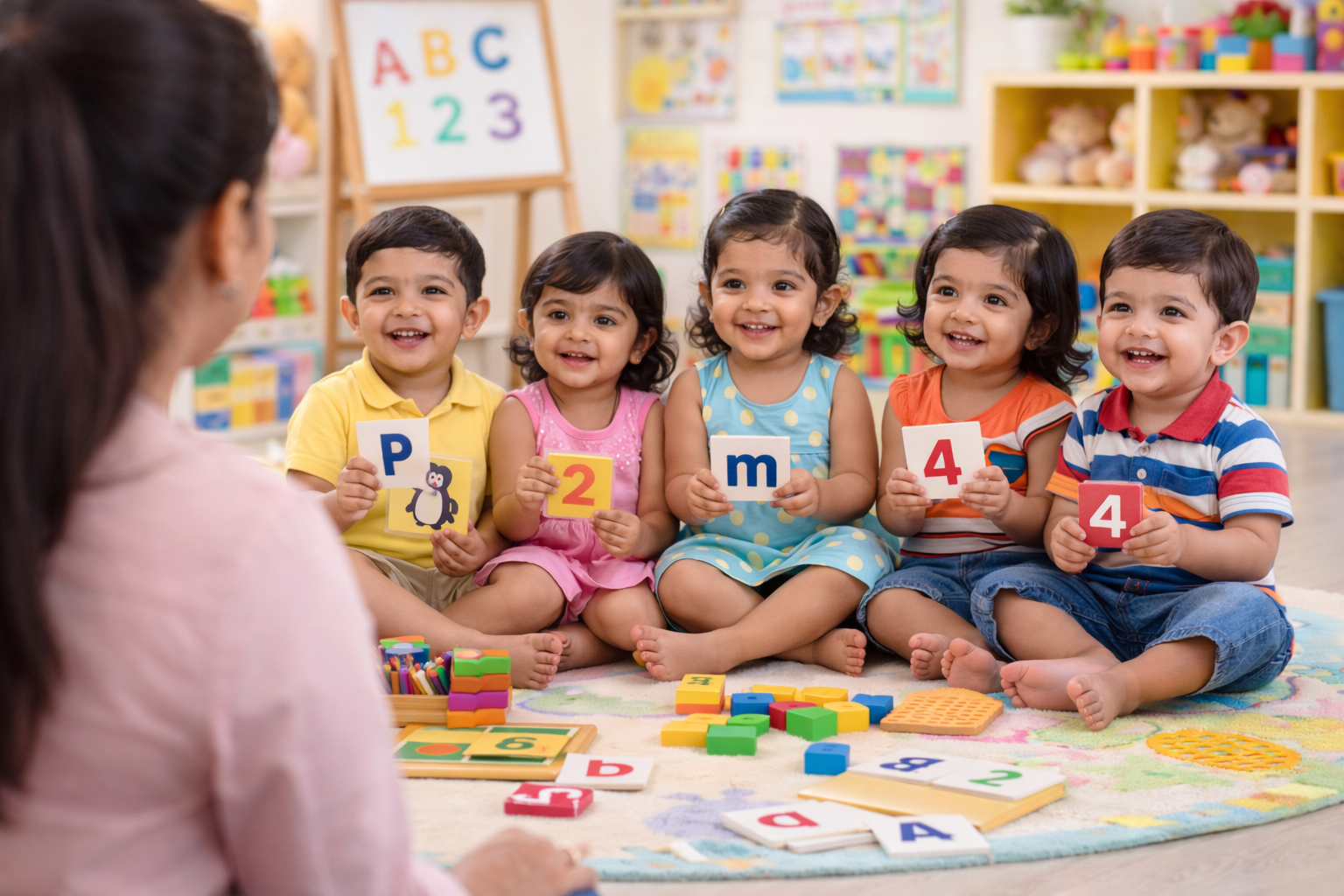 Junior KG kids learning