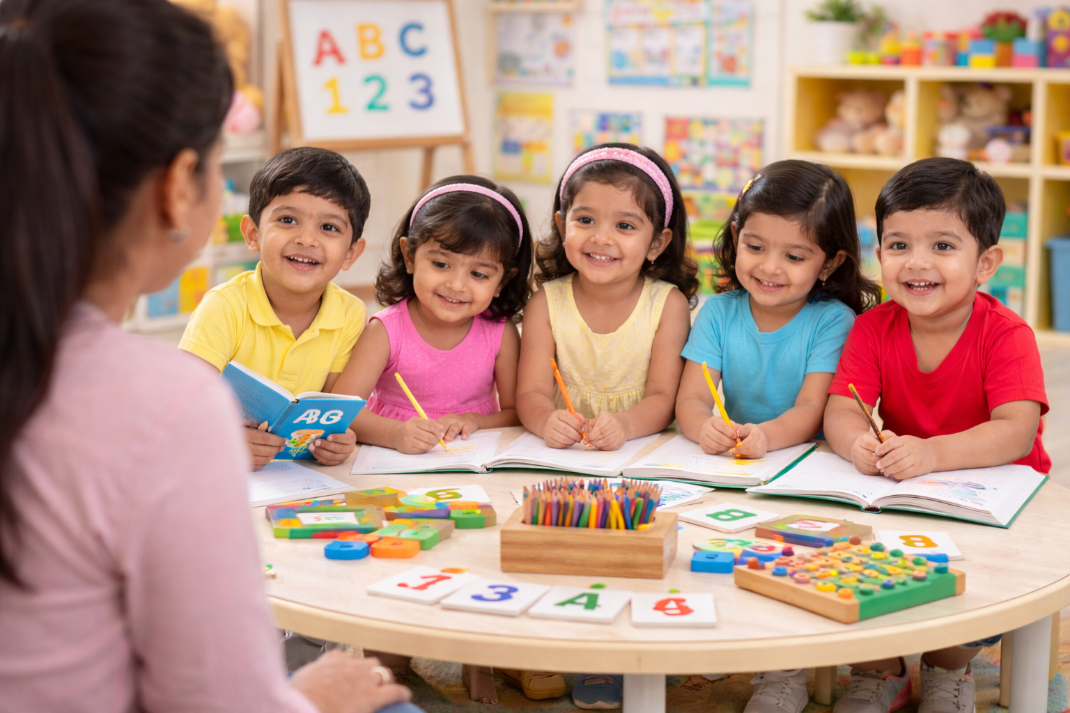 Senior KG kids learning